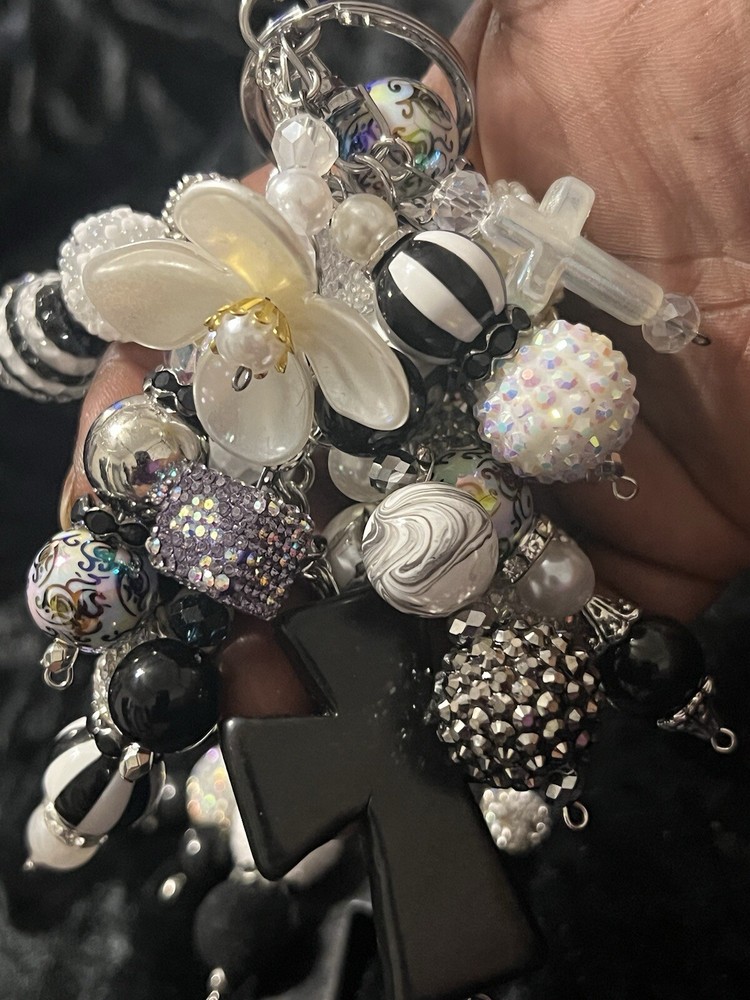 Black and White Cross Charm