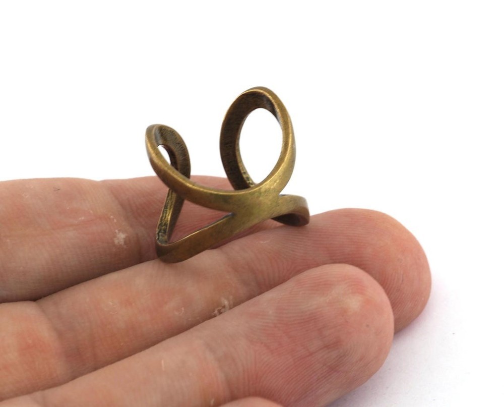 2 pcs Infinity Minimalist Adjustable Ring Antique Bronze Plated brass 3377