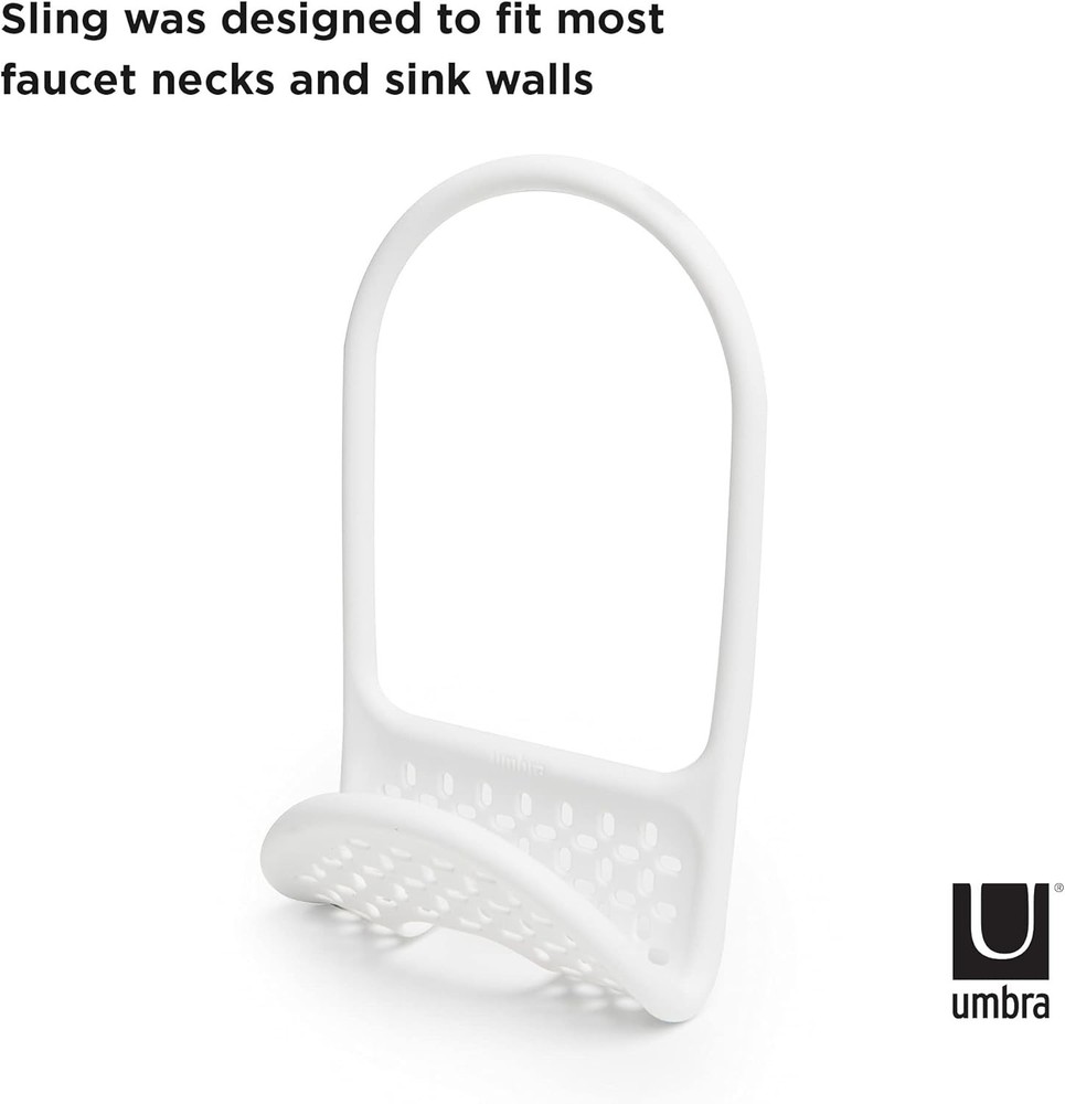 Sling Kitchen Sink Caddy Sponge Holder, Hangs Over Faucet or Divider, Single,...