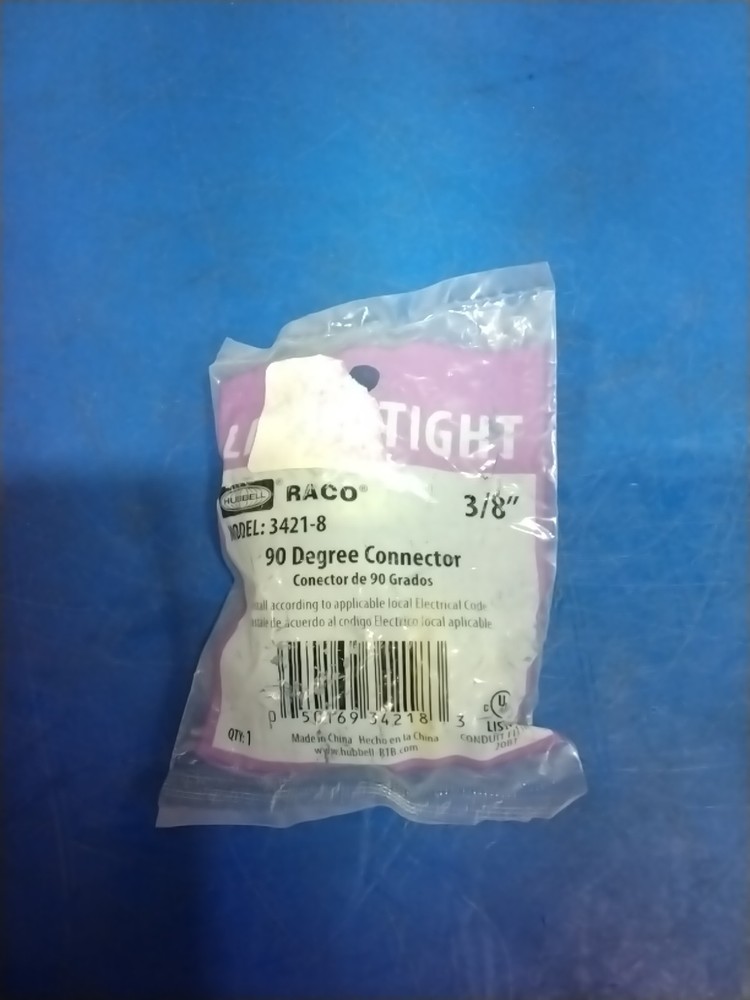HUBBELL 3421-8 RACO 90 Degree Connector 3/8"