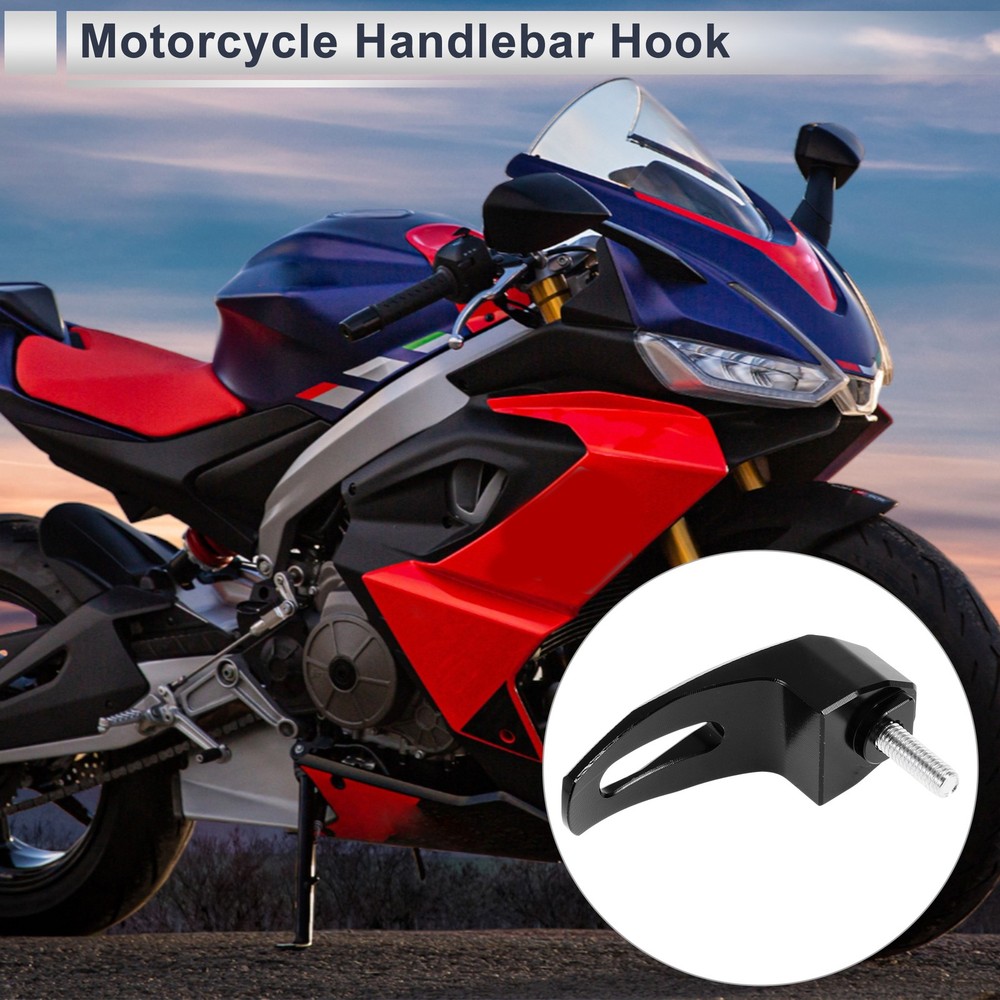 Rectangular Motorcycle Hook with Screw and Key 1 Set Black