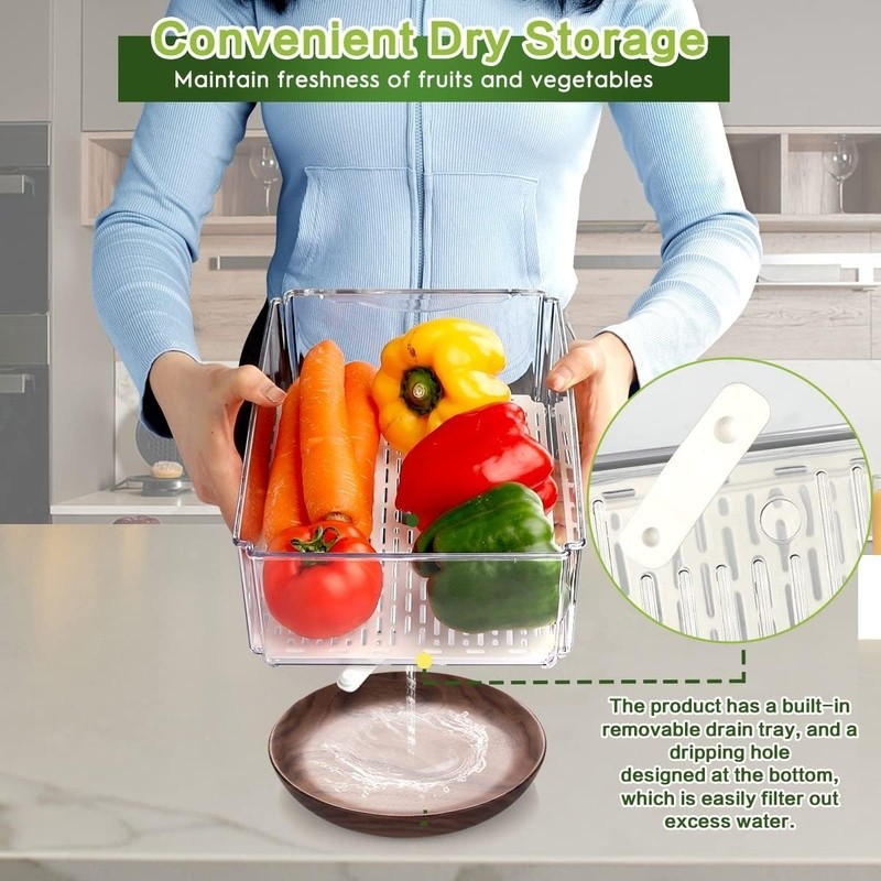 Stackable Fridge Organizer Bins W/ Lids 14 Pack Kitchen Storage Containers New