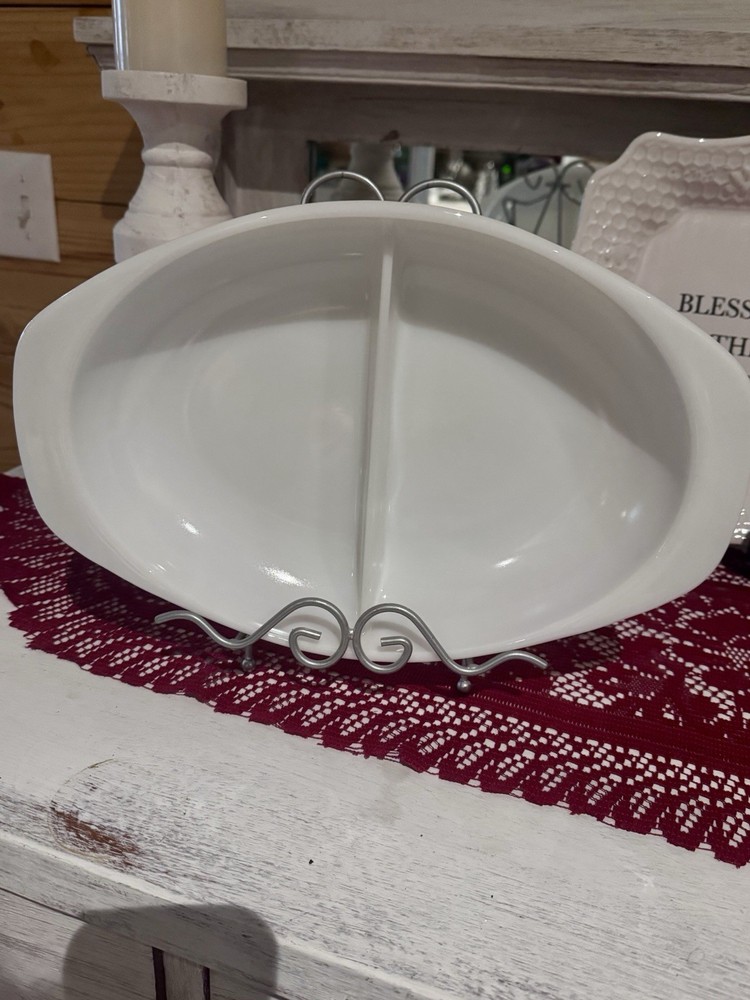 Pyrex Vintage Divided Oval Casserole Dish