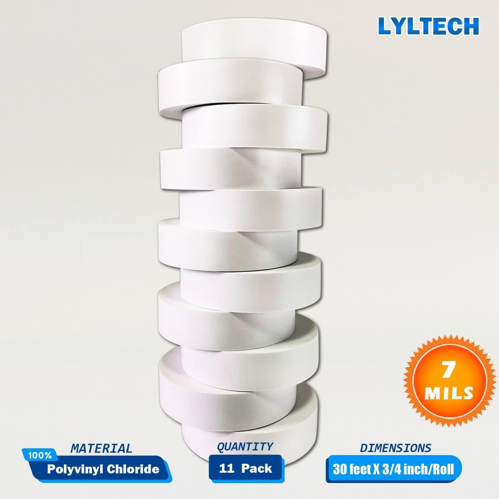 LYLTECH White Electrical Tape 8Rolls, 7mils x 3/4 in x 30 ft, Flame