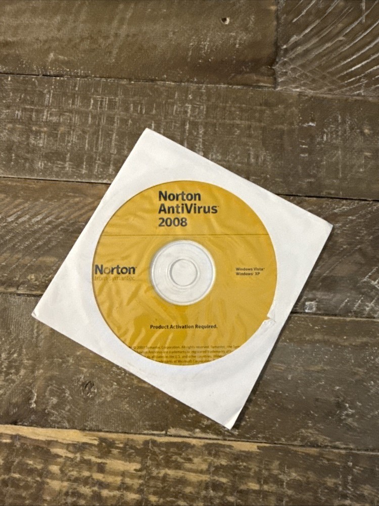Norton AntiVirus 2008 Software PC Cd Rom