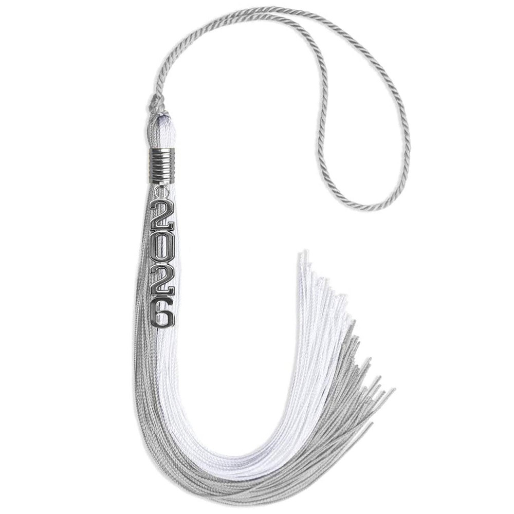 Endea Graduation Grey/White Tassel With Silver Stacked Date Drop