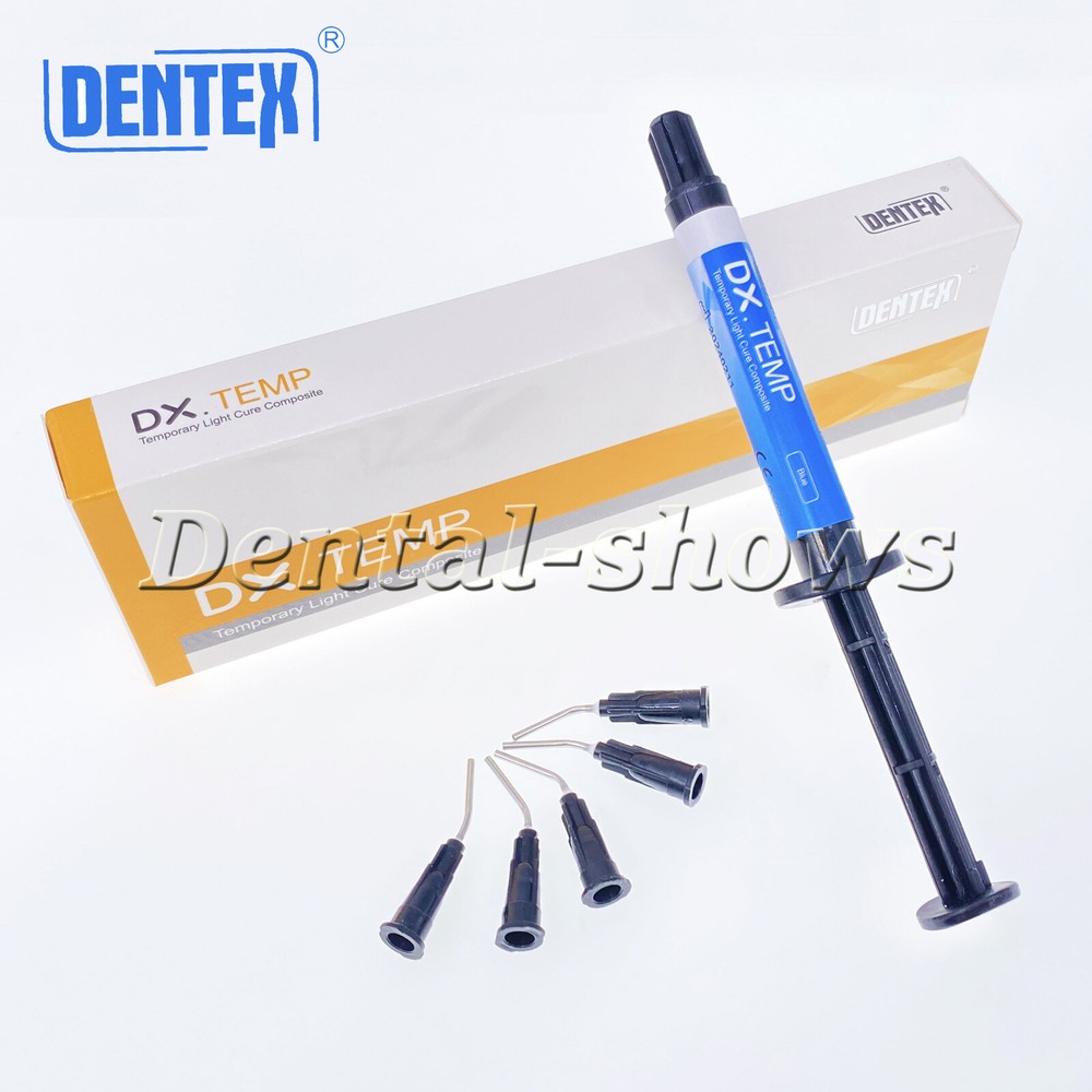DENTEX DX.TEMP Dental Temporary Light Cure Composite Blue/Transparent 2.5g/pc