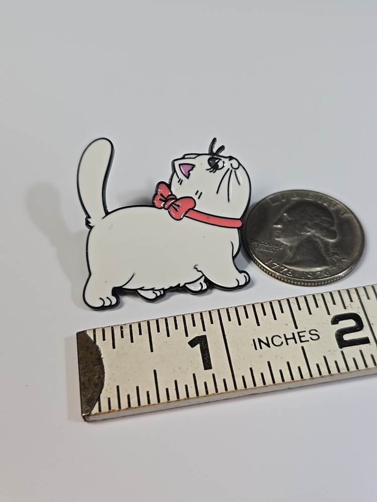 Cute White Cat With Tail Up Lapel Pin