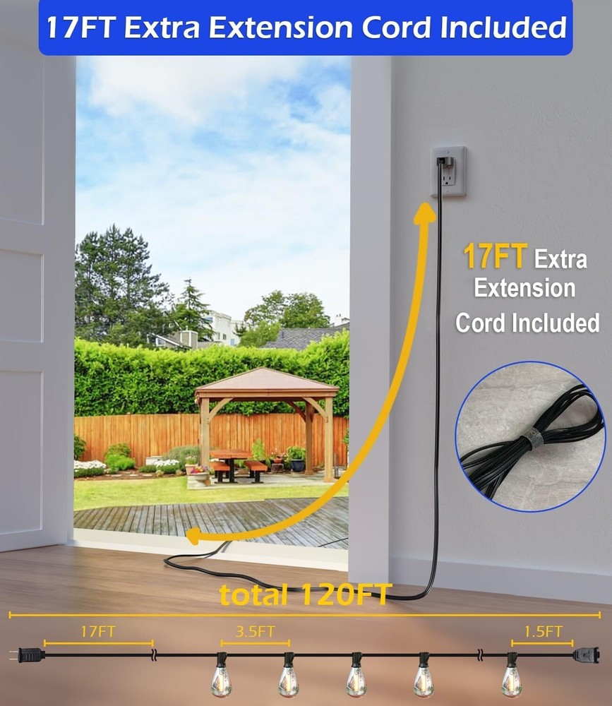 Outdoor String Lights - LED Dimmable ST38 Warm Edison Connectable String Lights