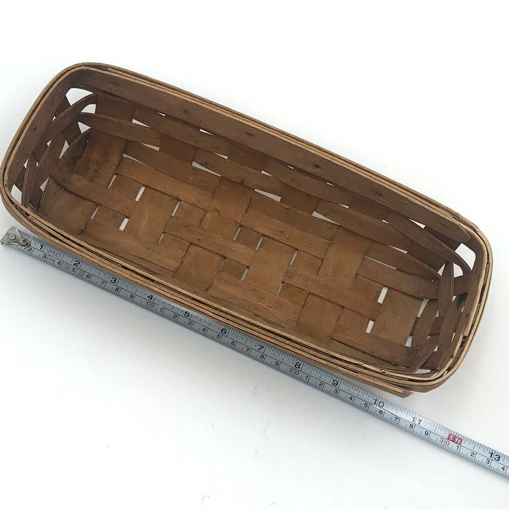 Longaberger Maple Handwoven 1990 Cracker Bread Fruit Basket Signed 11.5" x 5"