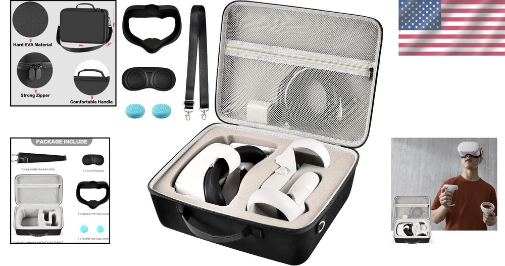 Protective VR Carrying Case for Quest 3/3S/2 - Includes Face Cover & More