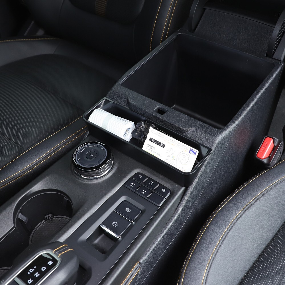 Black ABS Armrest Box Front Storage Box For Ford Ranger 2023-2024