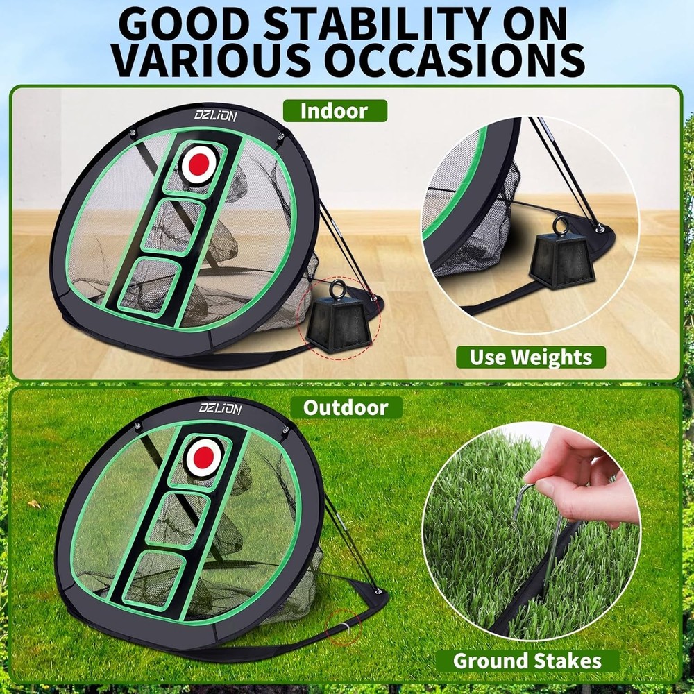 Foldable Golf Chipping Net & Indoor Mat Set - Pop-Up Training Target