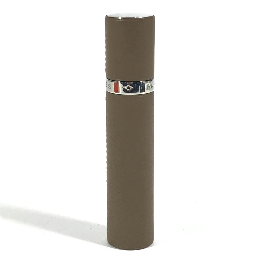 HERMES refillable Atomizer perfume case accessory case Leather Etoupe gray