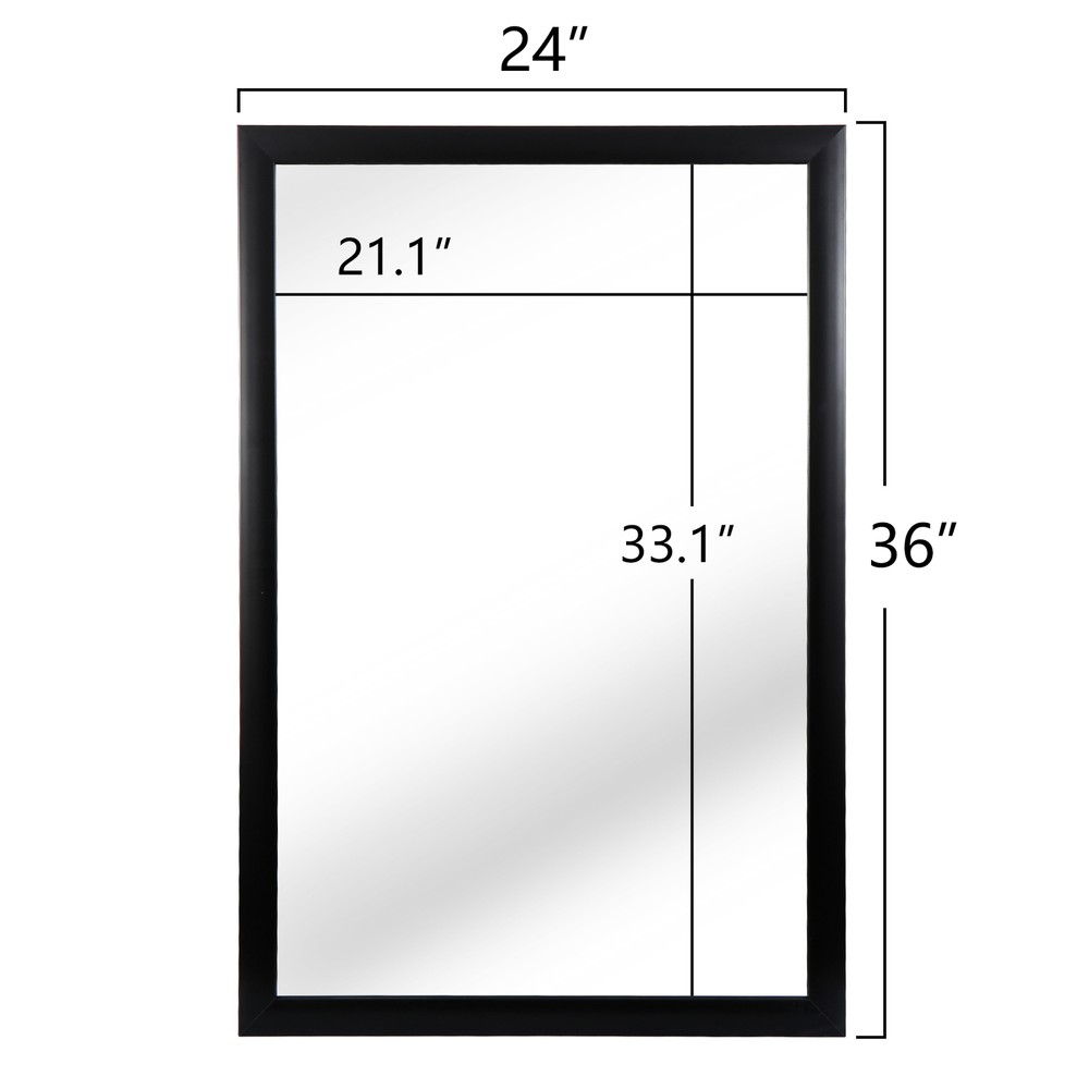 2PCS 24"x36"Black Wall Vanity Mirror MDF Backplane Right Angled PS Framed Home