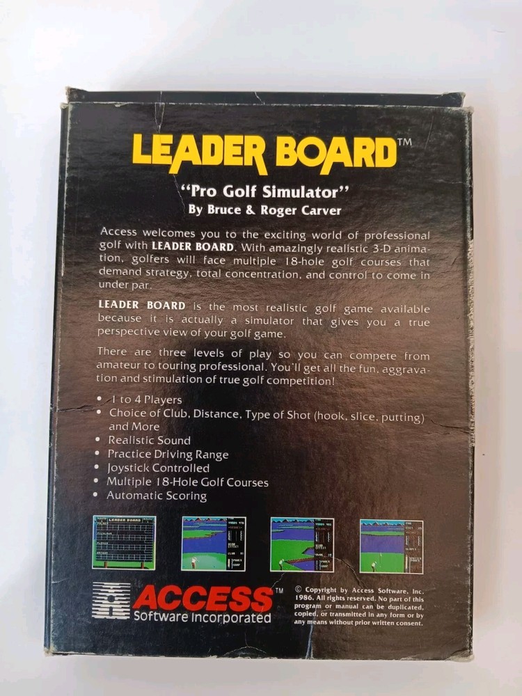 Commodore 64/128 Leader Board Golf Simulator 2 Disks W/Key Software Tested/Works