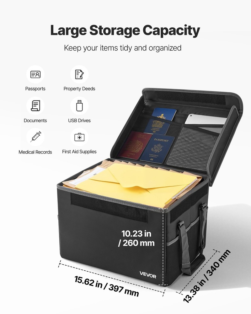 VEVOR Fireproof Document Box,1832 H Heat Insulated Fireproof & Waterproof Box,Sp