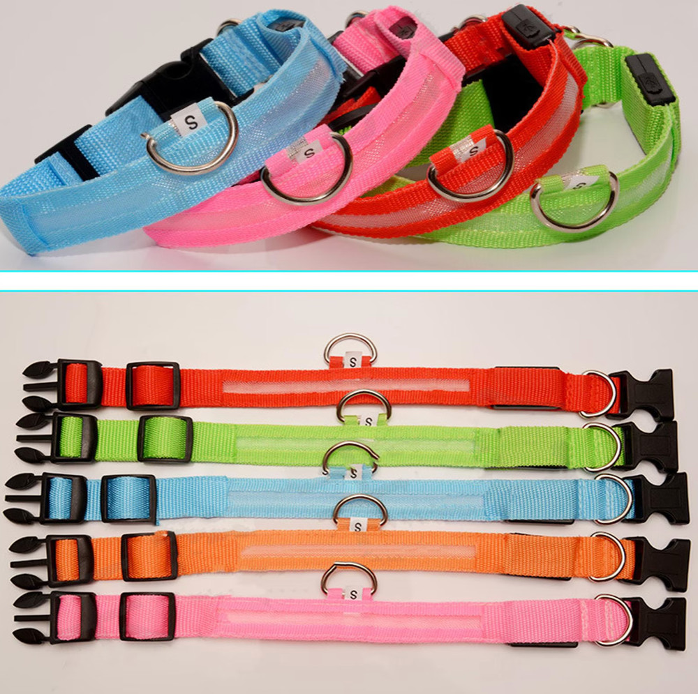 GREEN Pet Glow Adjustable Nylon LED – Battery Powered Safety Collar, MEDIUM