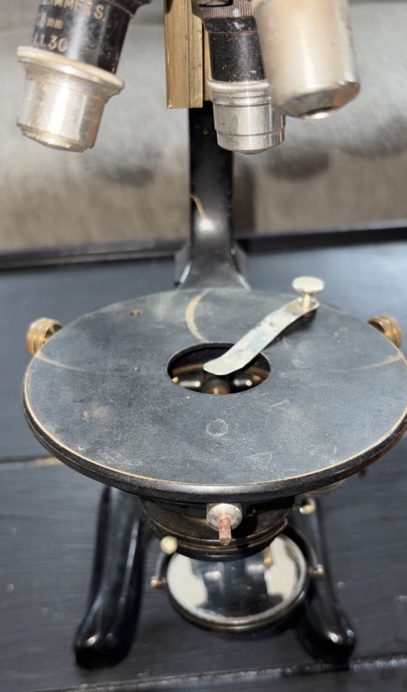 Antique H.J. Nlemert Berlin Compound Microscope Set, Case, Othmer Object & Slide