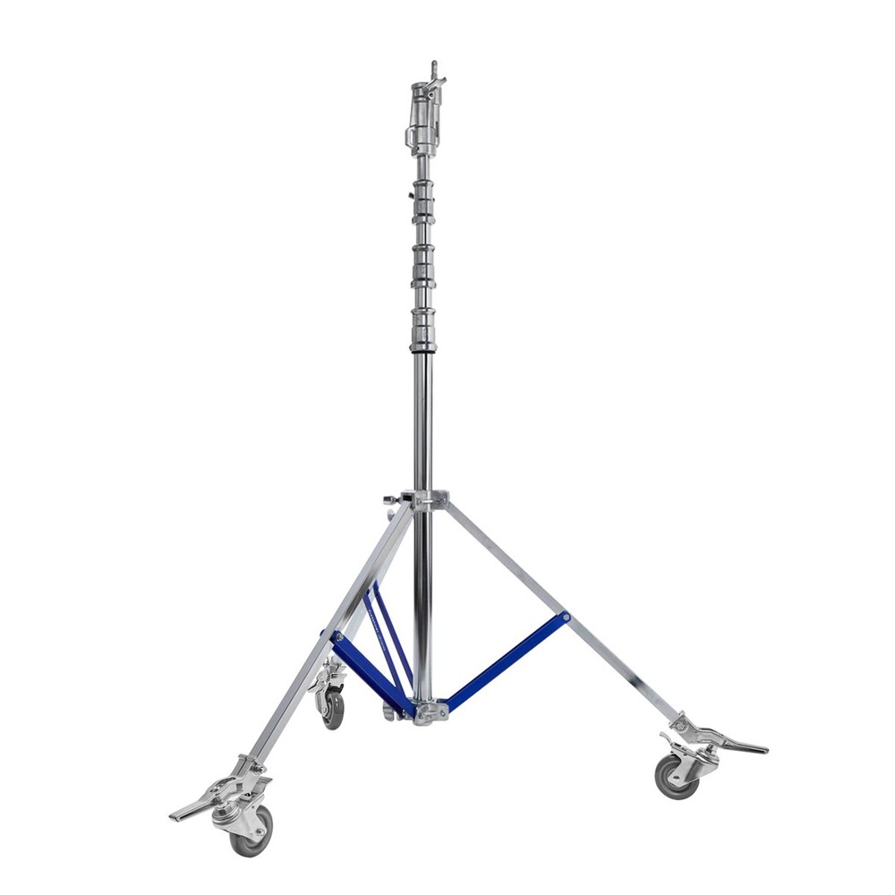 Flashpoint 13.3' High Cine Stand Pro with Combo Head, Silver, Bundle with 3x Whe