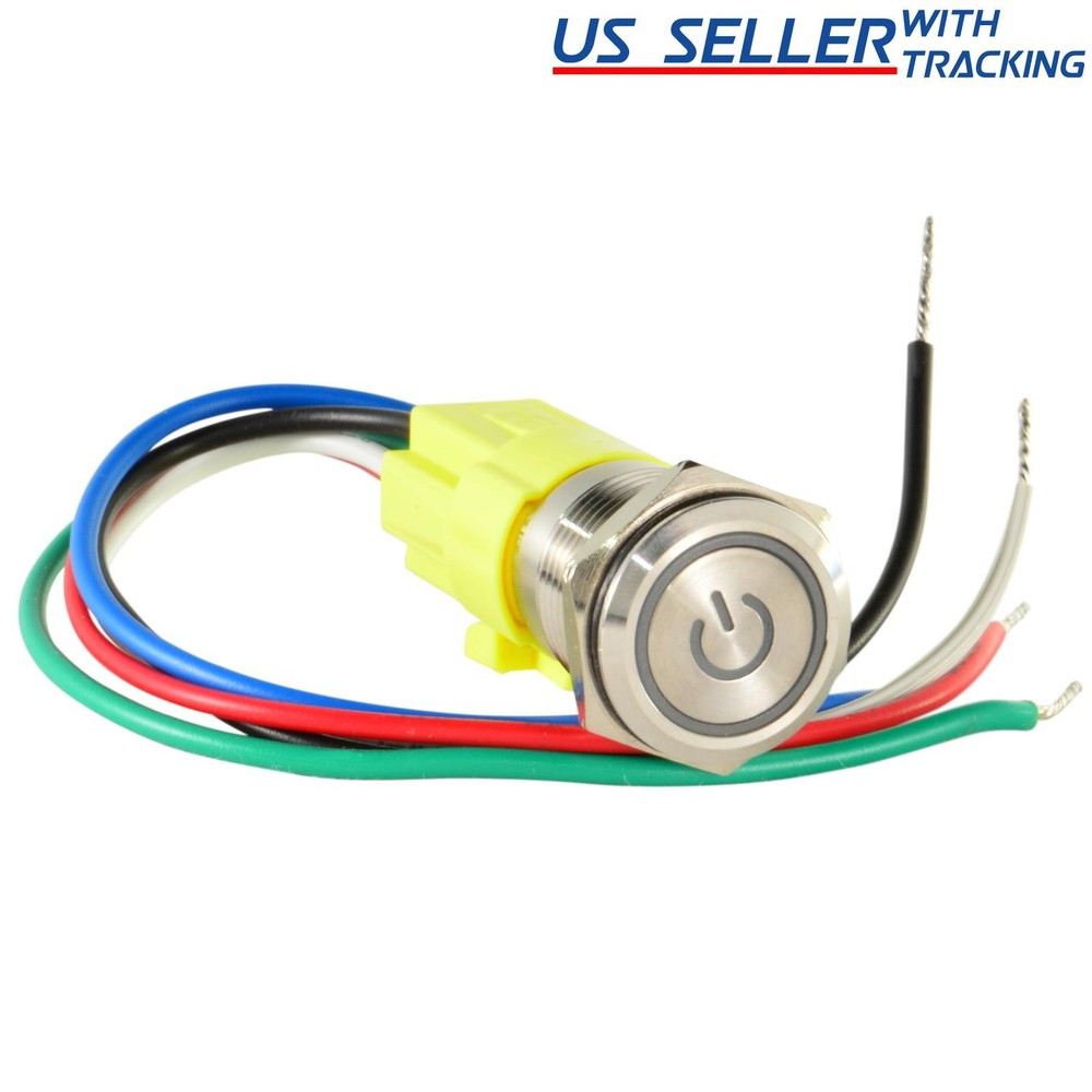 16mm 12V LED ON OFF Push Button Power Switch Latching with Wire Socket Harness