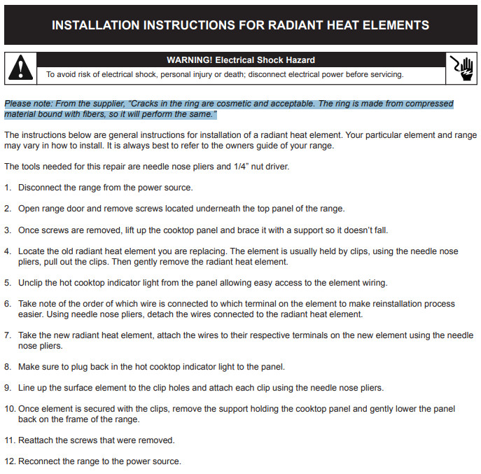 WB30T10126 Range Triple 12" Surface Element