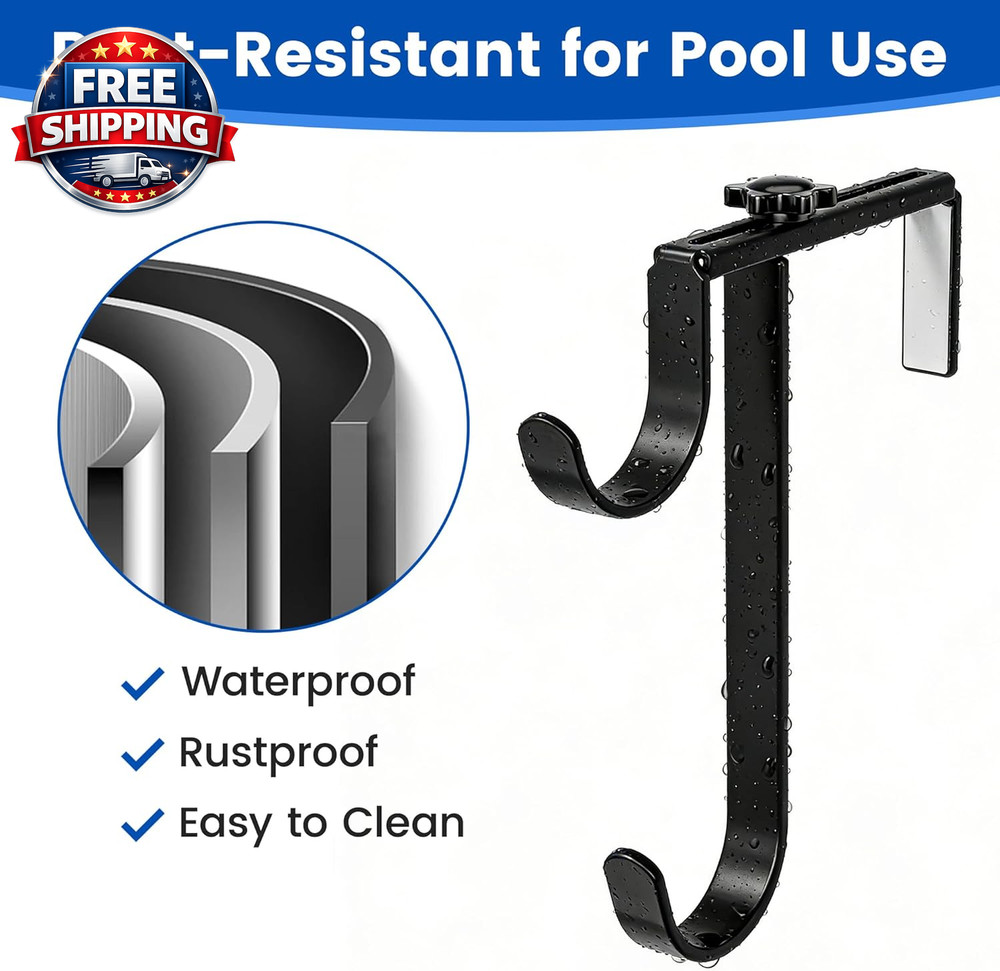 2Pcs Double Pool Pole Hooks, Adjustable Thickened Panel Pool Fence Equipment Hoo