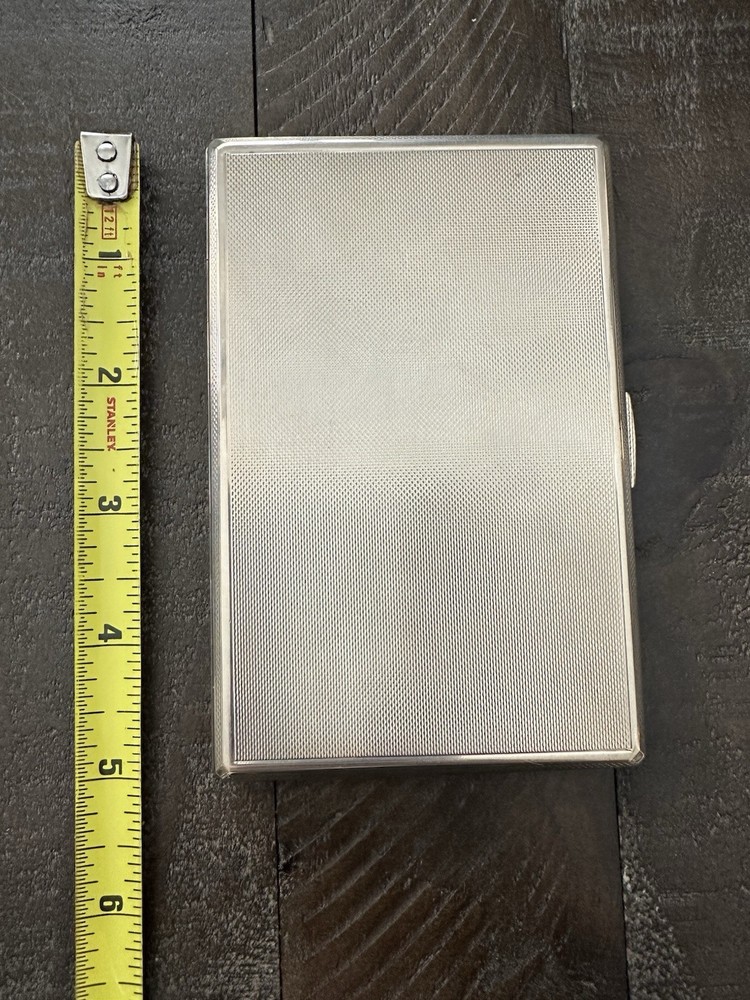 .925 Solid Sterling Silver Gilded Gold Cigarette Case, 5” Long, 179 Grams