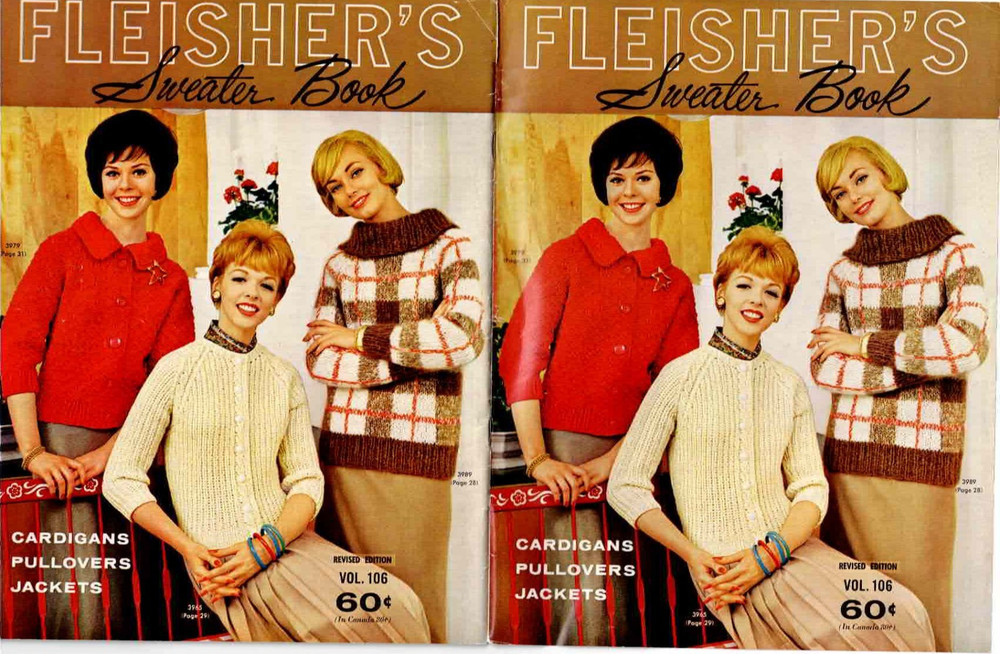 Knitting Pattern Fleisher Sweater Book Cardigans Pullovers Jackets 1961 Vintage