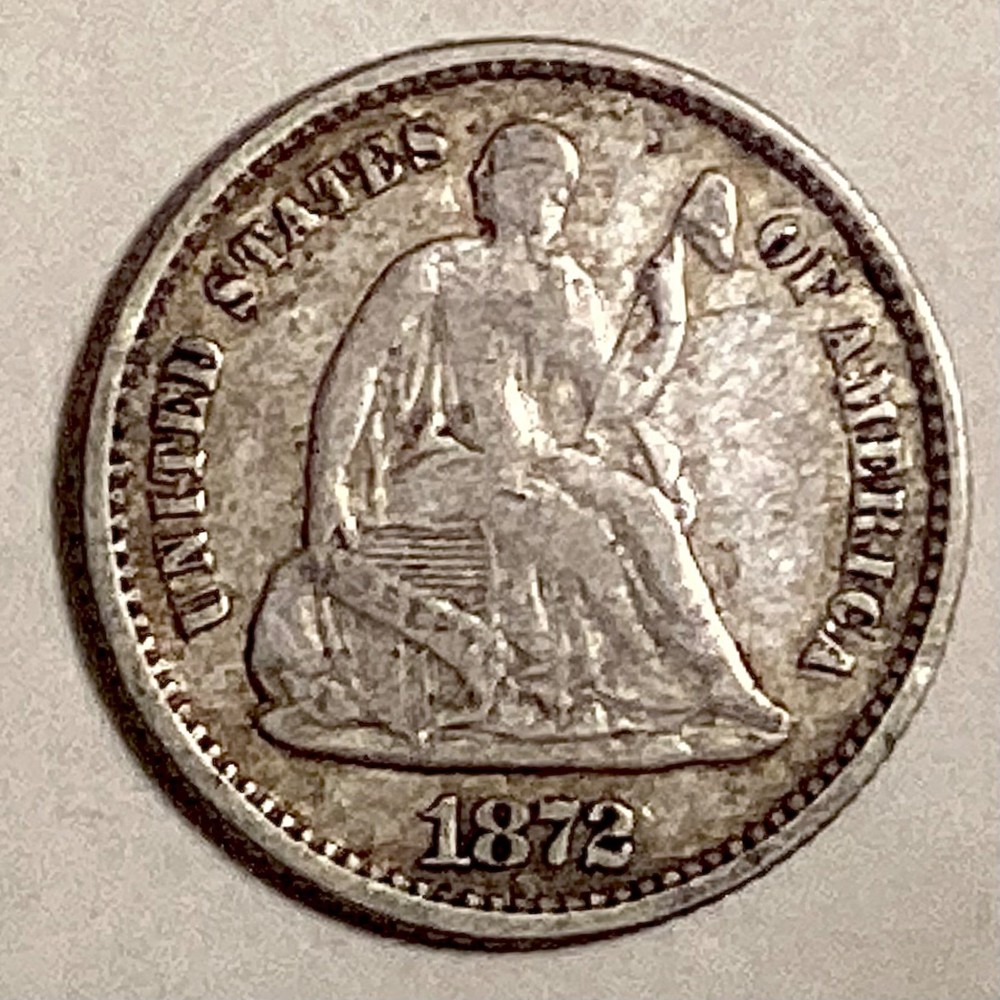 ~ 1872 SEATED LIBERTY HALF DIME