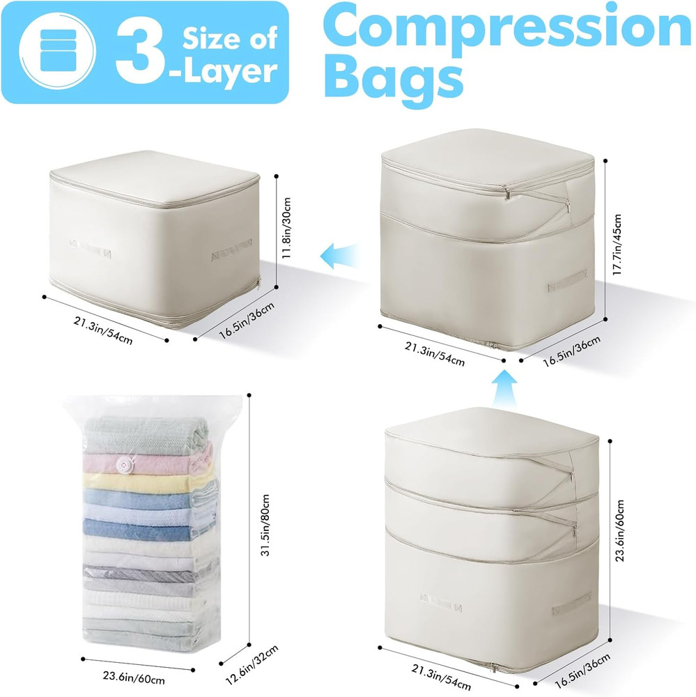 Comforter Storage Bag-Ultra Space Saving Large Self Compression Organizer for Co