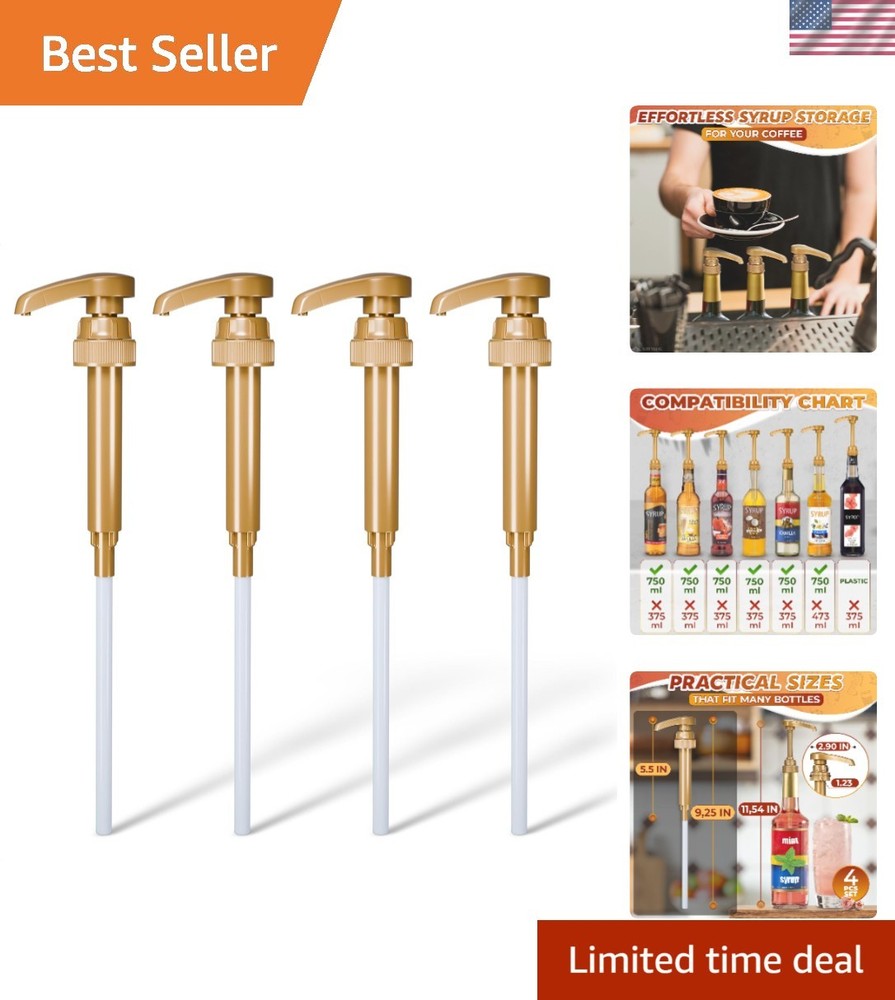 Lockable 4 Pcs Syrup Pump Dispenser for Coffee Bar - Drip-Free & Easy Control