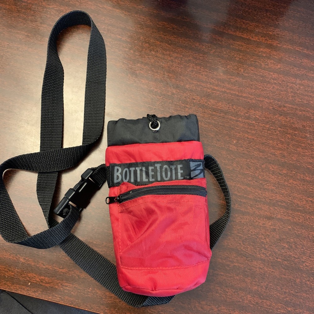 Vintage Bottle Tote, red, adjustable sling, unknown brand