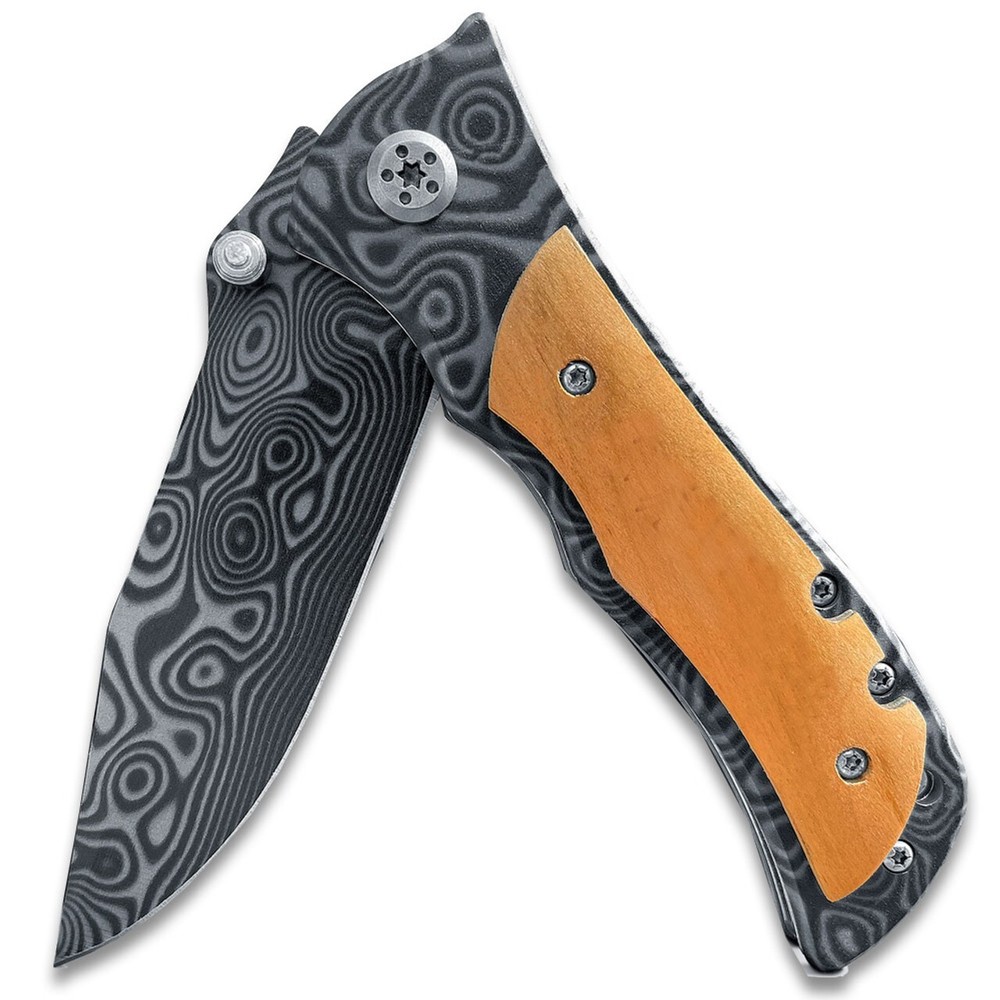 Custom Damascus Pattern Ball Bearing Pocket Knife