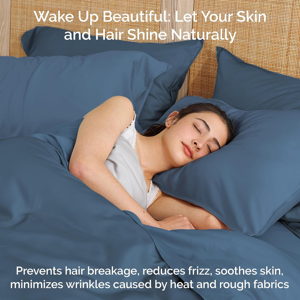 Cooling Bamboo Sheets Set with 2 King Pillowcases - Hypoallergenic Comfort