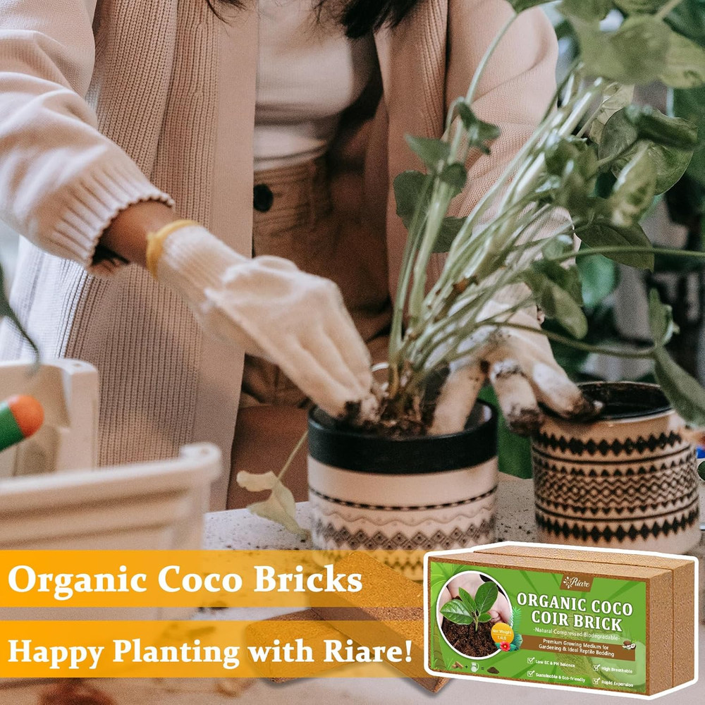 2Pcs Organic Coco Coir Bricks Soil Blocks- 100% Natural Compressed Coco Peat Bri