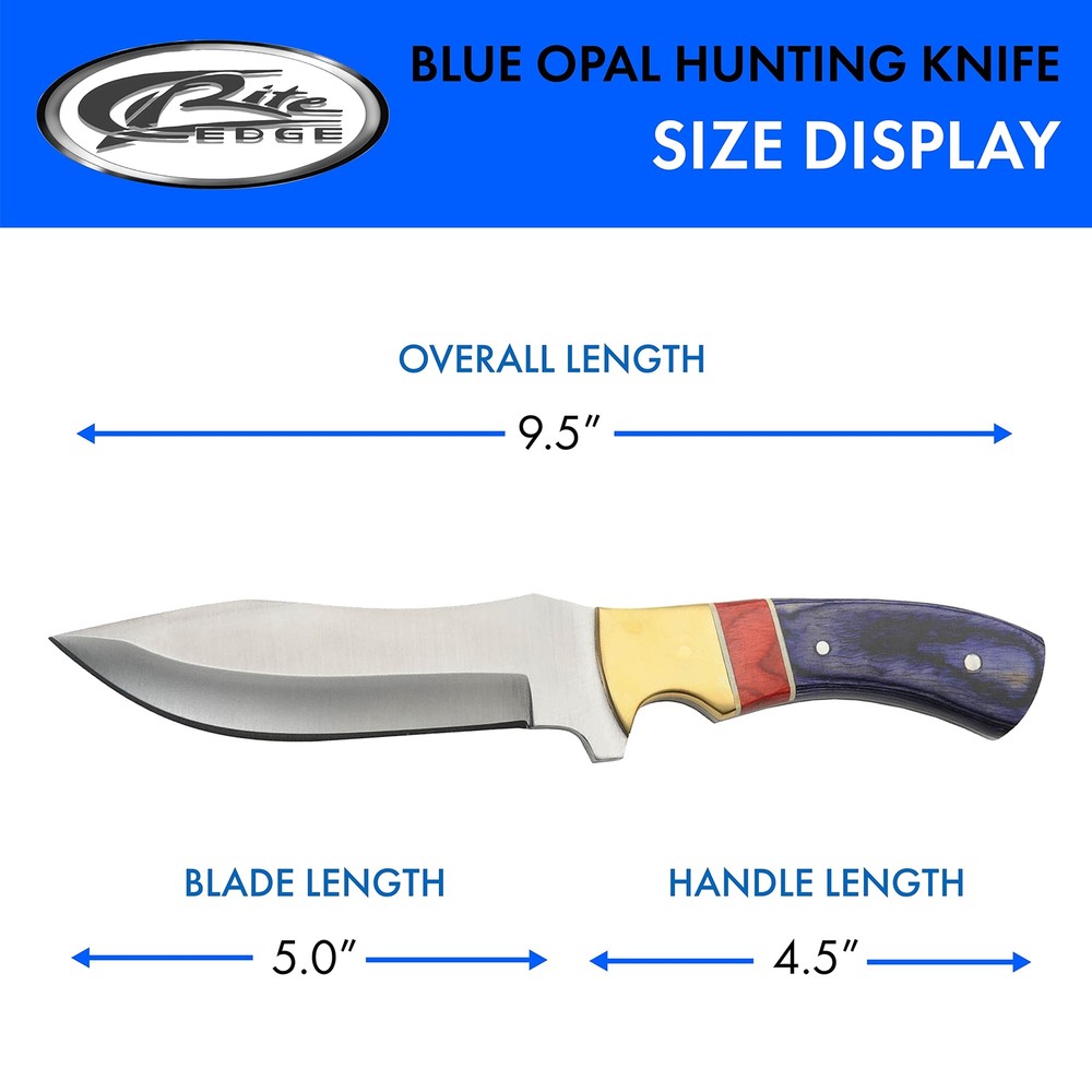 New Rite Edge Hunter Opal Wood Fixed Blade Knife 203449-OP