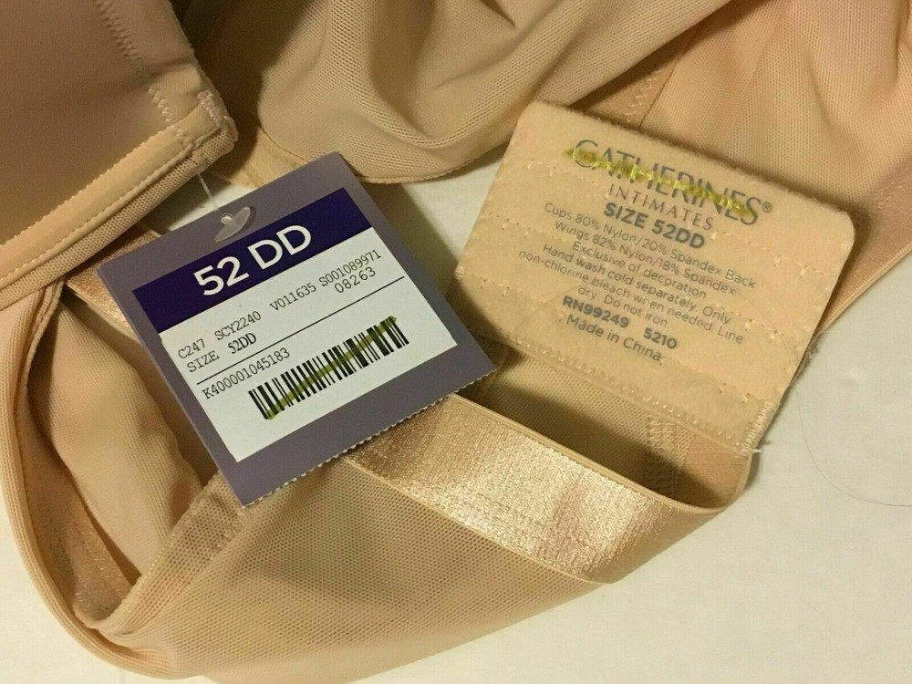 Catherines Balconette Underwire Bra Beige Medium Coverage Adjustable 52DD