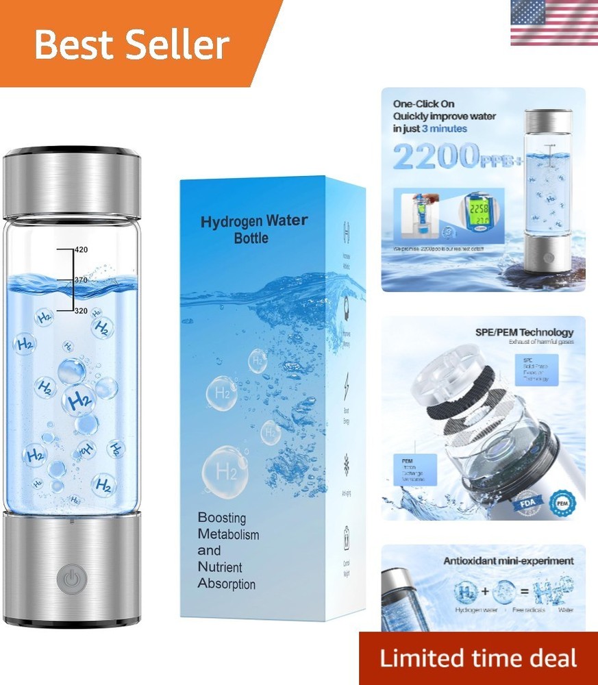14oz Battery-Powered Hydrogen Water Generator – Quick 2200PPB Hydration Solution
