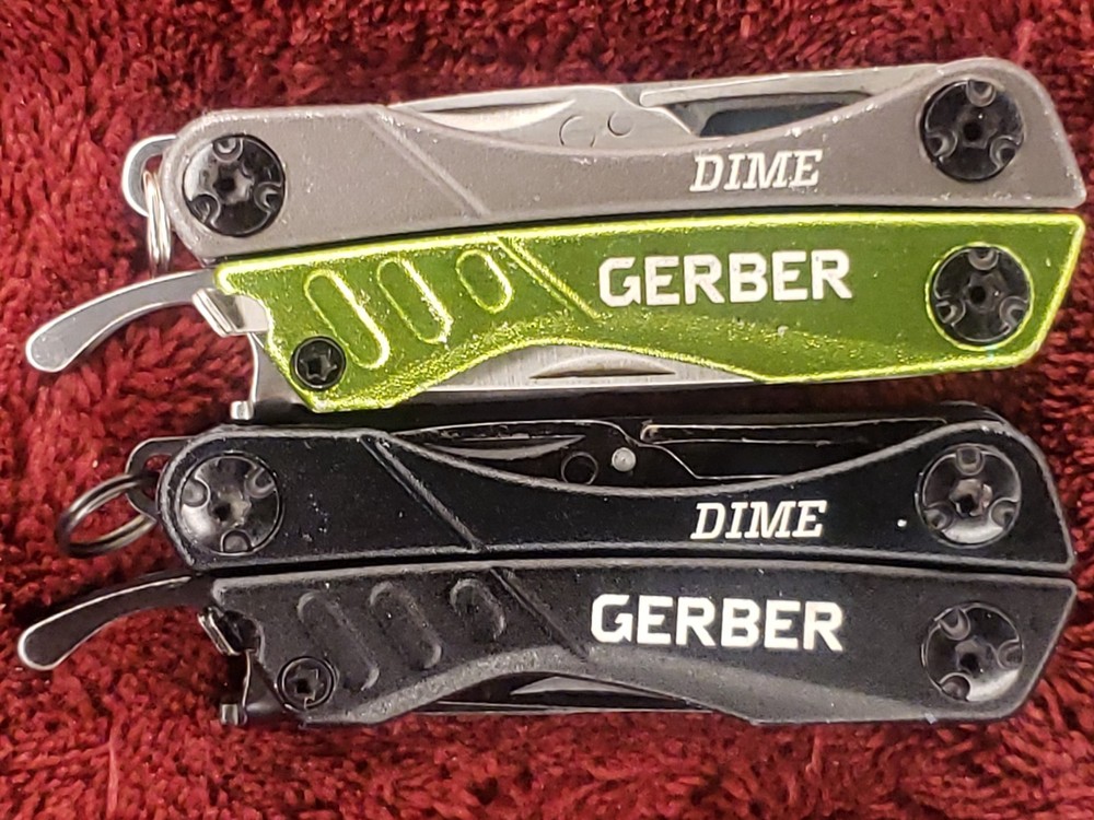 Lot of 2 Gerber Multi Tool Dime multiplier Black & Green