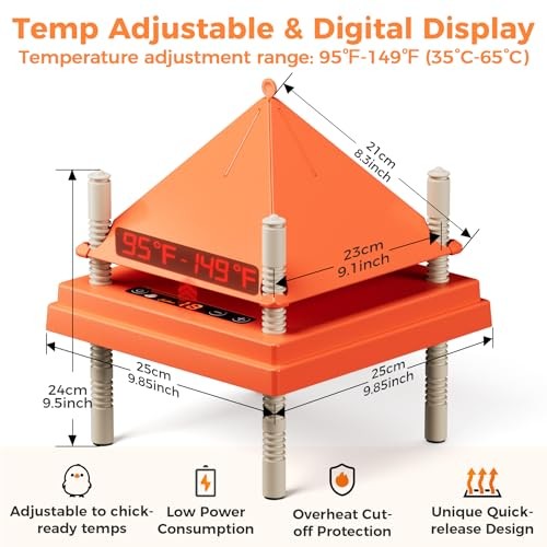 Chick Brooder Heating Plate with Anti-Stand Cone, 10" x 10" Brooder Heater for