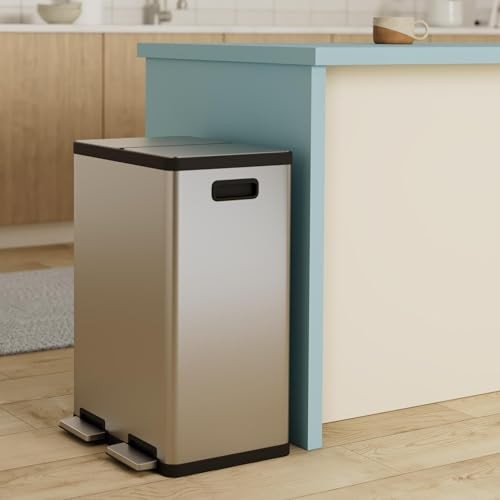60 Liter / 16 Gallon Rectangular Hands-Free Dual Compartment Recycling