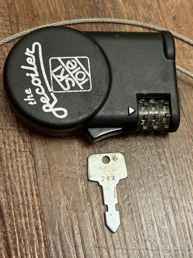 Vintage Ski Tote The Recoiler Retractable Cable Lock 3-Digit Combination