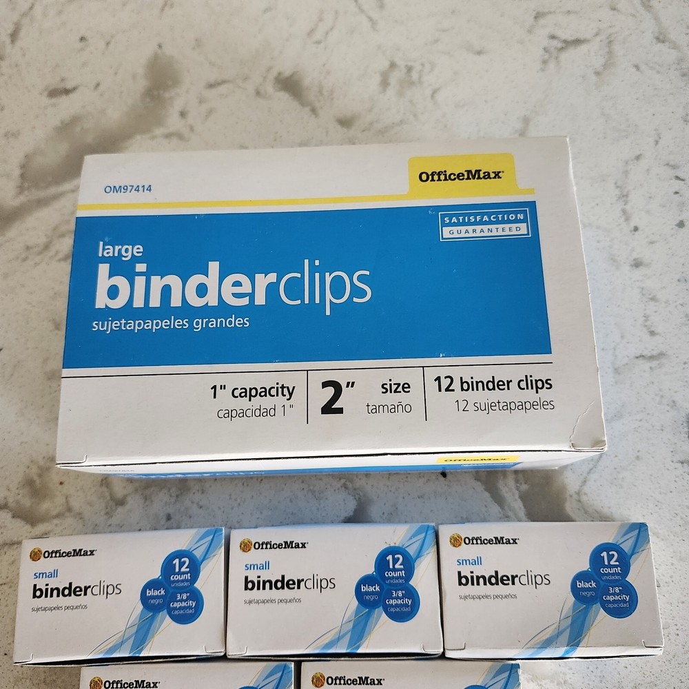Office Max Binder Clips - Small & Large - New Open Box - LOT