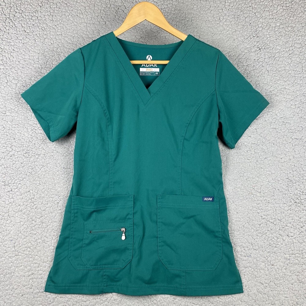 Adar Pro Women's Scrub Top Pockets Size XS Green
