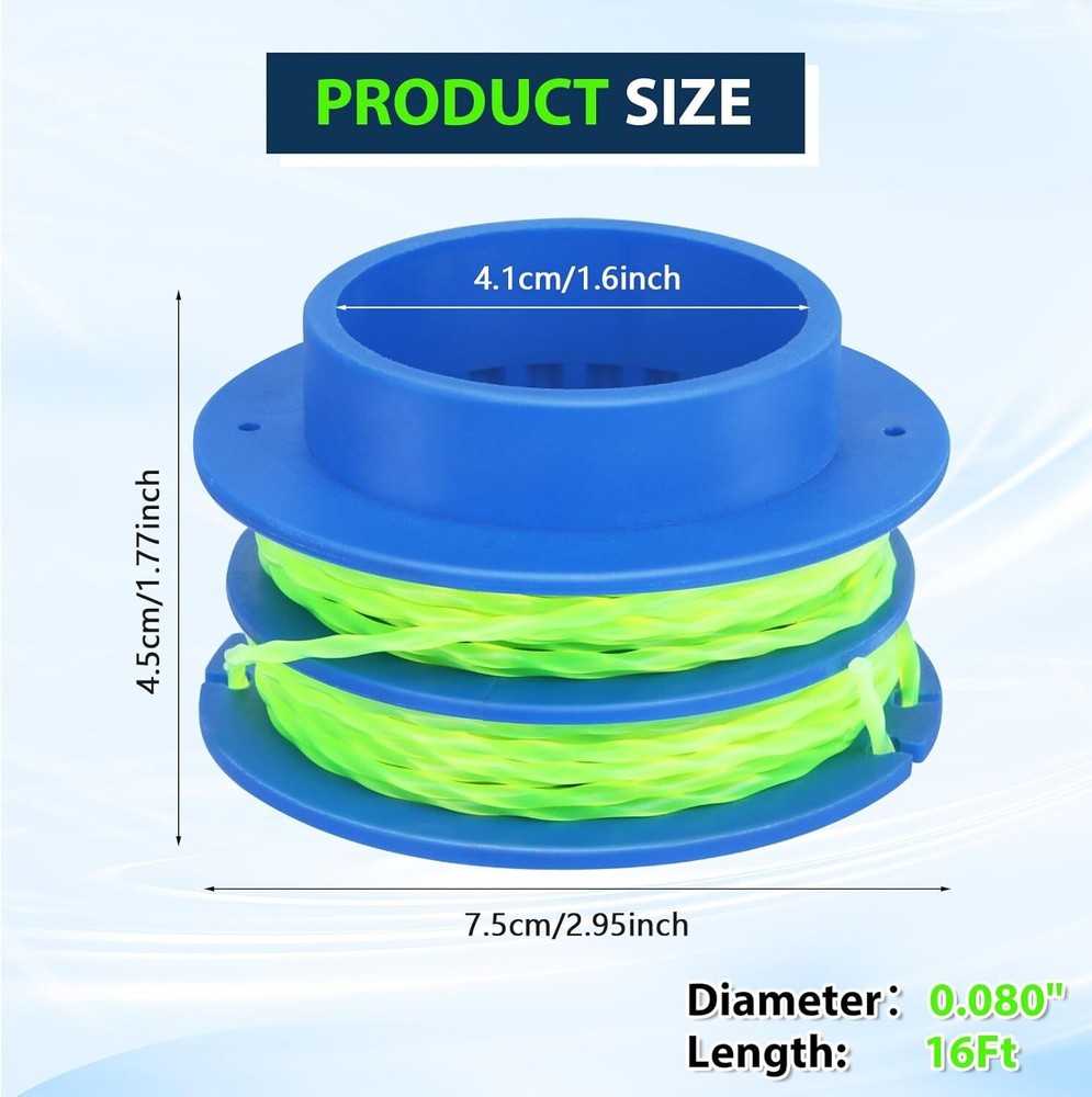 6 PKS KLS 124-03 Replacement Spool 0.080" Compatible with Kobalt 24-Volt Max