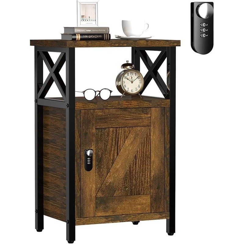 Secure Nightstand W/ Lock Large Storage Excellent Appearance Easy Assembly New