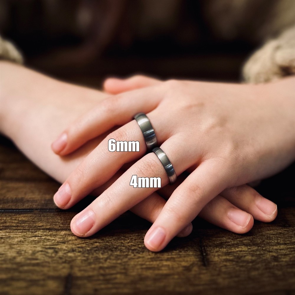 Engraved 4/6/8mm Silver Brushed Tungsten Plain Men's Wedding Band Ring