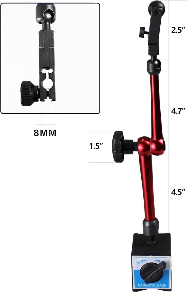 Adjustable Magnetic Base Stand with 360° Arms - 132lbs Capacity for Precision