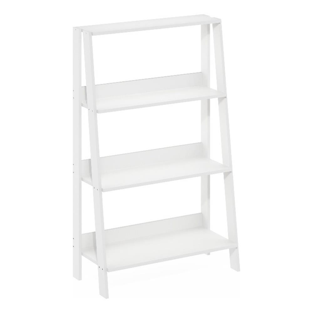 Furinno Ladder Bookcase Display Shelf in 4-Tier in White